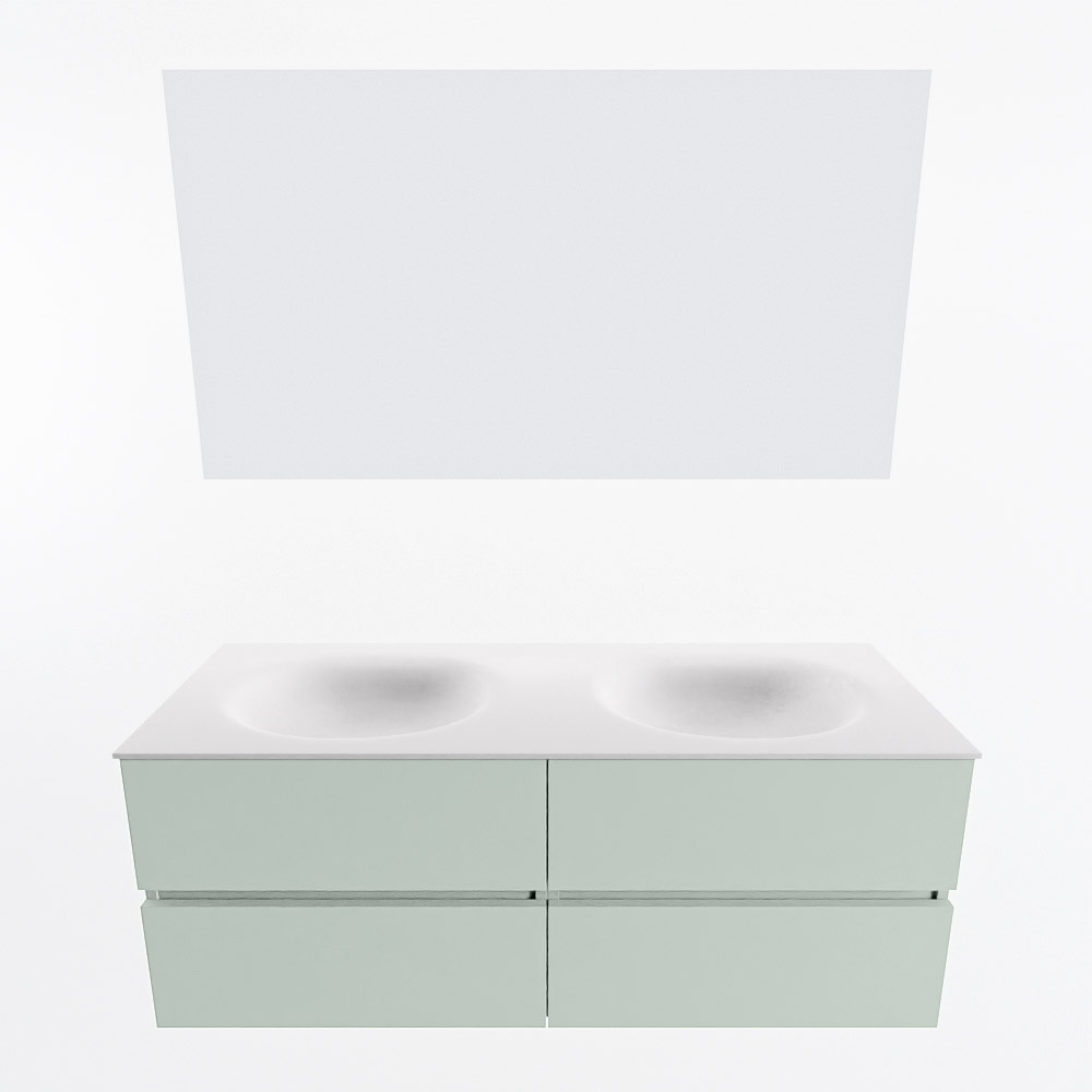 MONDIAZ VICA 130cm mueble de baño Greey 4 cajones. Lavabo MOON Doble sin orificio color Talc con espejo LED. 4 MONDIAZ VICA 130cm mueble de baño Greey 4 cajones. Lavabo MOON Doble sin orificio color Talc con espejo LED. - Imagen 5