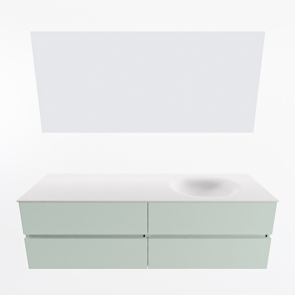 MONDIAZ VICA 160cm mueble de baño Greey 4 cajones. Lavabo MOON Derecho sin orificio color Talc con espejo LED. 5 MONDIAZ VICA 160cm mueble de baño Greey 4 cajones. Lavabo MOON Derecho sin orificio color Talc con espejo LED. - Imagen 5
