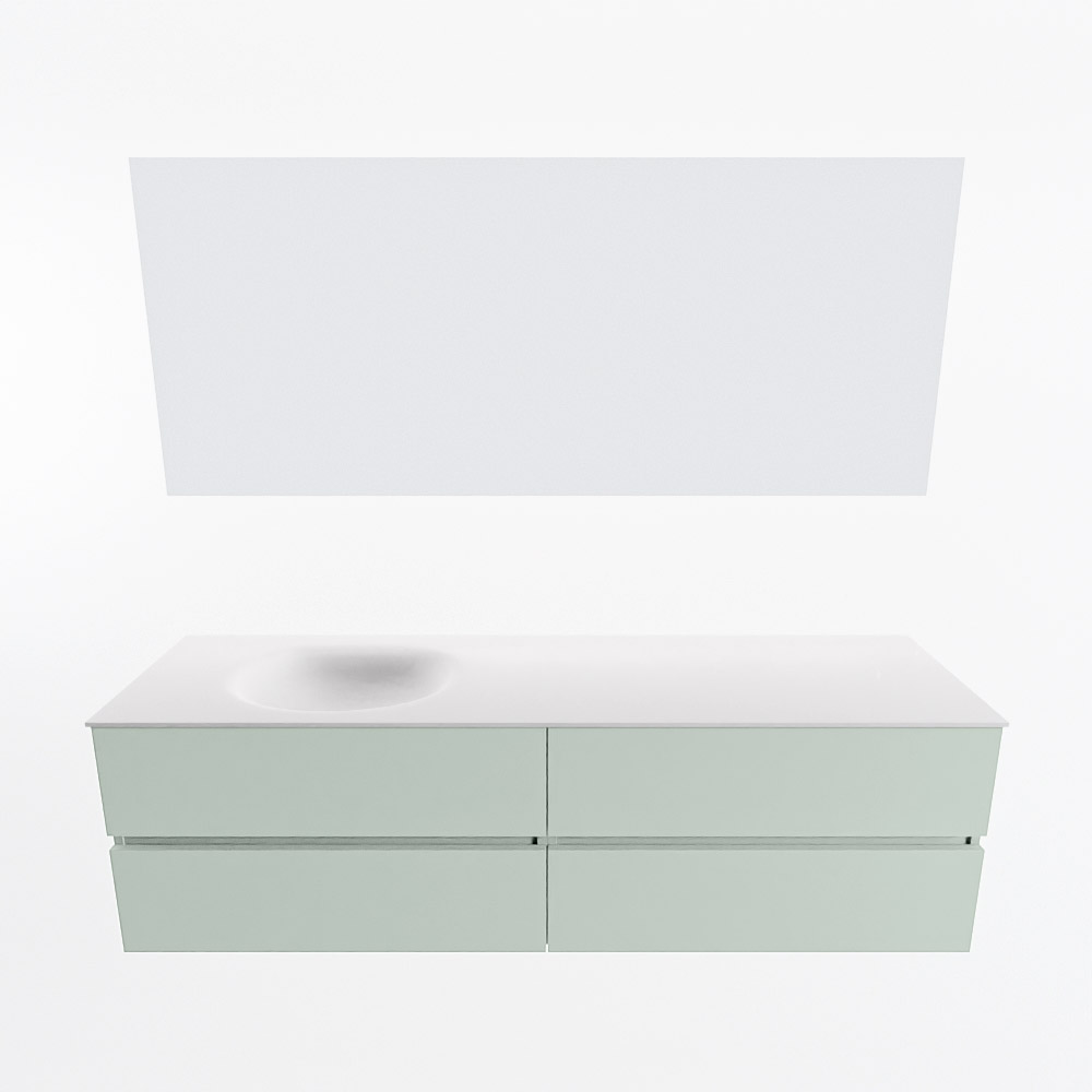 MONDIAZ VICA 170cm mueble de baño Greey 4 cajones. Lavabo MOON Izquierda 1 orificio color Talc con espejo LED. 5 MONDIAZ VICA 170cm mueble de baño Greey 4 cajones. Lavabo MOON Izquierda 1 orificio color Talc con espejo LED. - Imagen 5