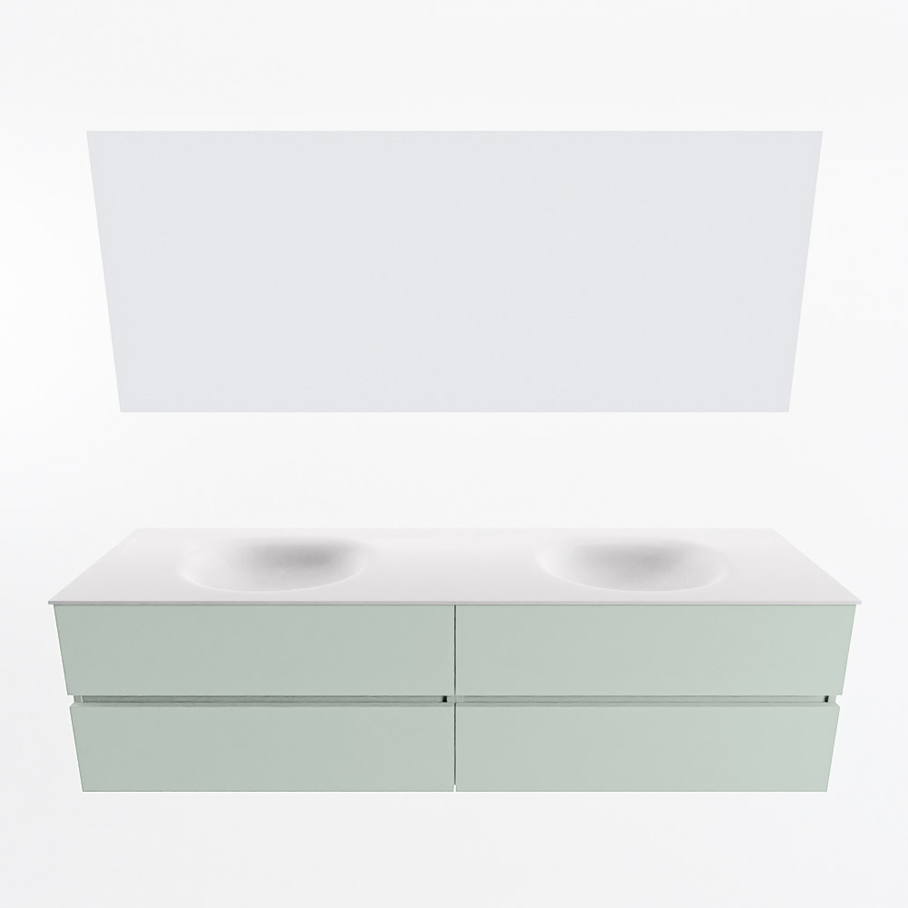 MONDIAZ VICA 180cm mueble de baño Greey 4 cajones. Lavabo MOON Doble 2 orificios color Talc con espejo LED. 5 MONDIAZ VICA 180cm mueble de baño Greey 4 cajones. Lavabo MOON Doble 2 orificios color Talc con espejo LED. - Imagen 5