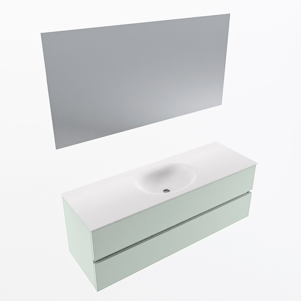 MONDIAZ VICA 140cm mueble de baño Greey 2 cajones. Lavabo MOON Centro sin orificio color Talc con espejo LED. 6 MONDIAZ VICA 140cm mueble de baño Greey 2 cajones. Lavabo MOON Centro sin orificio color Talc con espejo LED. - Imagen 6