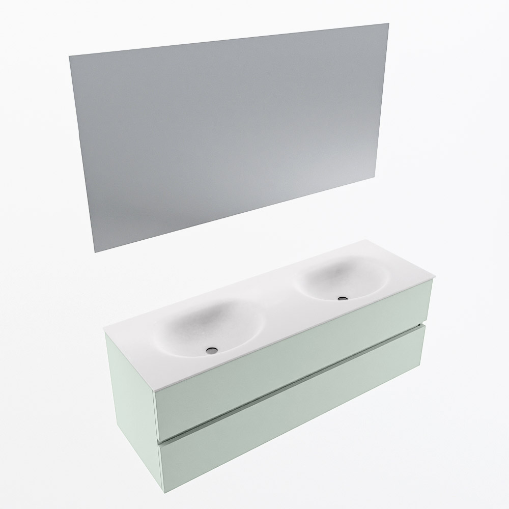 MONDIAZ VICA 140cm mueble de baño Greey 2 cajones. Lavabo MOON Doble sin orificio color Talc con espejo LED. 6 MONDIAZ VICA 140cm mueble de baño Greey 2 cajones. Lavabo MOON Doble sin orificio color Talc con espejo LED. - Imagen 6