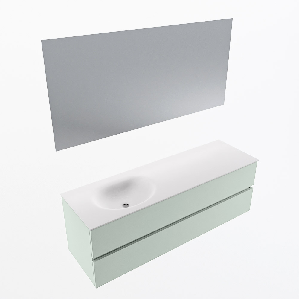 MONDIAZ VICA 150cm mueble de baño Greey 2 cajones. Lavabo MOON Izquierda sin orificio color Talc con espejo LED. 6 MONDIAZ VICA 150cm mueble de baño Greey 2 cajones. Lavabo MOON Izquierda sin orificio color Talc con espejo LED. - Imagen 6
