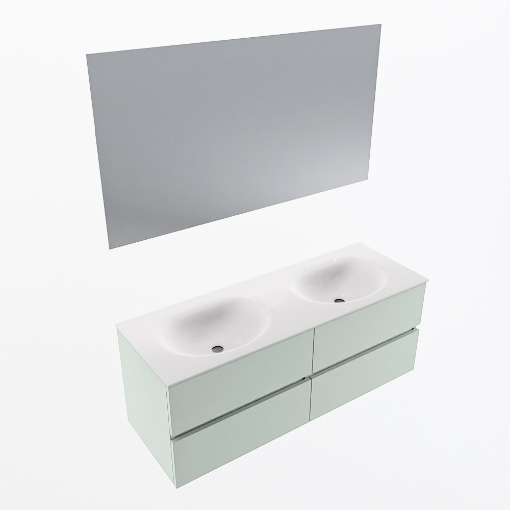 MONDIAZ VICA 130cm mueble de baño Greey 4 cajones. Lavabo MOON Doble sin orificio color Talc con espejo LED. 5 MONDIAZ VICA 130cm mueble de baño Greey 4 cajones. Lavabo MOON Doble sin orificio color Talc con espejo LED. - Imagen 6