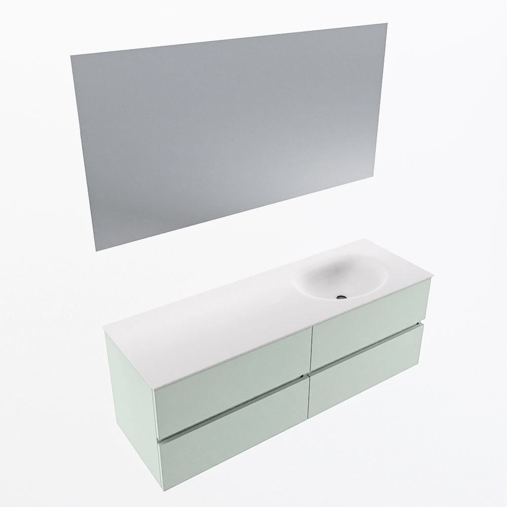 MONDIAZ VICA 140cm mueble de baño Greey 4 cajones. Lavabo MOON Derecho sin orificio color Talc con espejo LED. 6 MONDIAZ VICA 140cm mueble de baño Greey 4 cajones. Lavabo MOON Derecho sin orificio color Talc con espejo LED. - Imagen 6