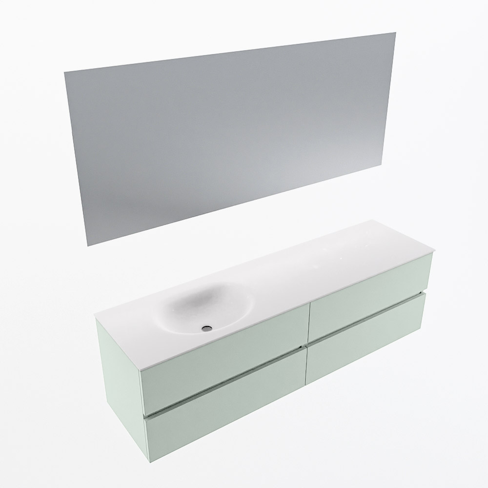 MONDIAZ VICA 170cm mueble de baño Greey 4 cajones. Lavabo MOON Izquierda 1 orificio color Talc con espejo LED. 6 MONDIAZ VICA 170cm mueble de baño Greey 4 cajones. Lavabo MOON Izquierda 1 orificio color Talc con espejo LED. - Imagen 6