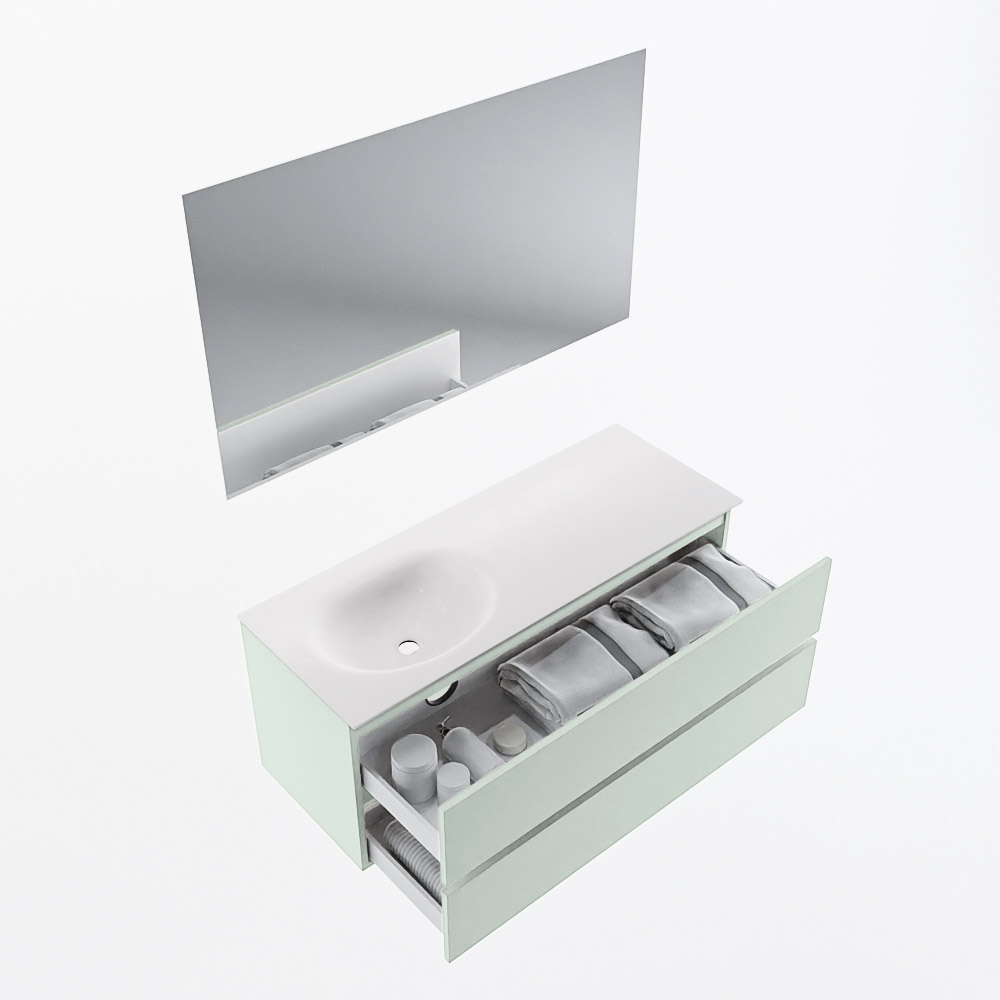 MONDIAZ VICA 120cm mueble de baño Greey 2 cajones. Lavabo MOON Izquierda 1 orificio color Talc con espejo LED. 7 MONDIAZ VICA 120cm mueble de baño Greey 2 cajones. Lavabo MOON Izquierda 1 orificio color Talc con espejo LED. - Imagen 7