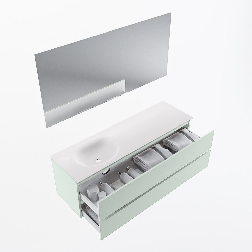 MONDIAZ VICA 150cm mueble de baño Greey 2 cajones. Lavabo MOON Izquierda sin orificio color Talc con espejo LED. 7 MONDIAZ VICA 150cm mueble de baño Greey 2 cajones. Lavabo MOON Izquierda sin orificio color Talc con espejo LED. - Imagen 7