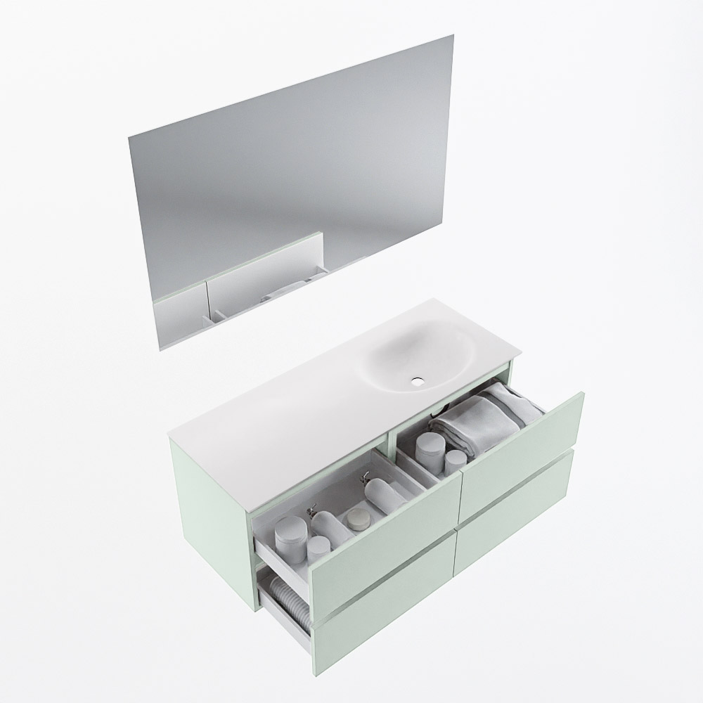 MONDIAZ VICA 120cm mueble de baño Greey 4 cajones. Lavabo MOON Derecho sin orificio color Talc con espejo LED. 7 MONDIAZ VICA 120cm mueble de baño Greey 4 cajones. Lavabo MOON Derecho sin orificio color Talc con espejo LED. - Imagen 7