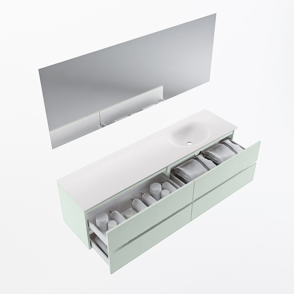 MONDIAZ VICA 180cm mueble de baño Greey 4 cajones. Lavabo MOON Derecho sin orificio color Talc con espejo LED. 7 MONDIAZ VICA 180cm mueble de baño Greey 4 cajones. Lavabo MOON Derecho sin orificio color Talc con espejo LED. - Imagen 7
