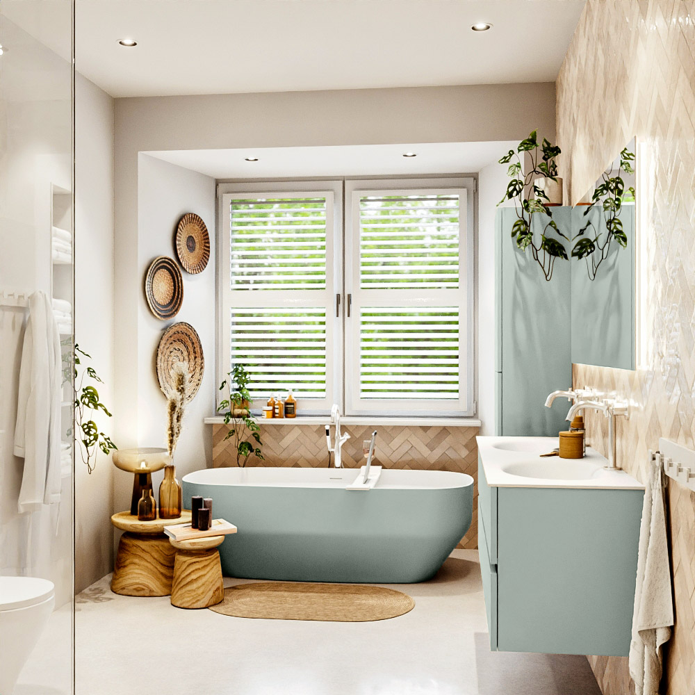 MONDIAZ VICA 140cm mueble de baño Greey 2 cajones. Lavabo MOON Doble 2 orificios color Talc con espejo LED. 3 MONDIAZ VICA 140cm mueble de baño Greey 2 cajones. Lavabo MOON Doble 2 orificios color Talc con espejo LED. - Imagen 3