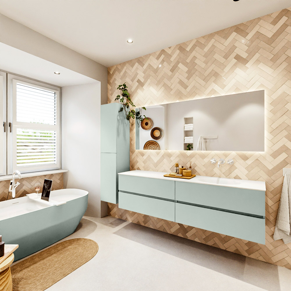 MONDIAZ VICA 180cm mueble de baño Greey 4 cajones. Lavabo MOON Derecho sin orificio color Talc con espejo LED. 4 MONDIAZ VICA 180cm mueble de baño Greey 4 cajones. Lavabo MOON Derecho sin orificio color Talc con espejo LED. - Imagen 4