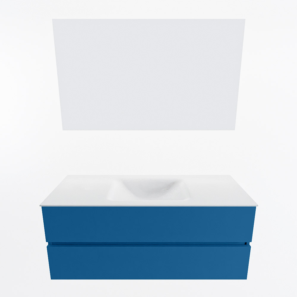 MONDIAZ VICA 120cm mueble de baño Jeans 2 cajones. Lavabo CLOUD Centro 1 orificio color Talc con espejo LED. 5 MONDIAZ VICA 120cm mueble de baño Jeans 2 cajones. Lavabo CLOUD Centro 1 orificio color Talc con espejo LED. - Imagen 5