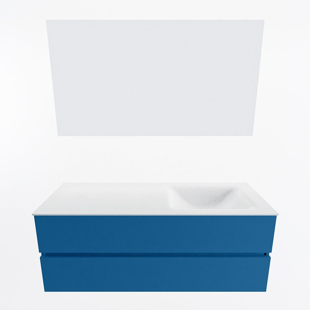 MONDIAZ VICA 130cm mueble de baño Jeans 2 cajones. Lavabo CLOUD Derecho 1 orificio color Talc con espejo LED. 4 MONDIAZ VICA 130cm mueble de baño Jeans 2 cajones. Lavabo CLOUD Derecho 1 orificio color Talc con espejo LED. - Imagen 5