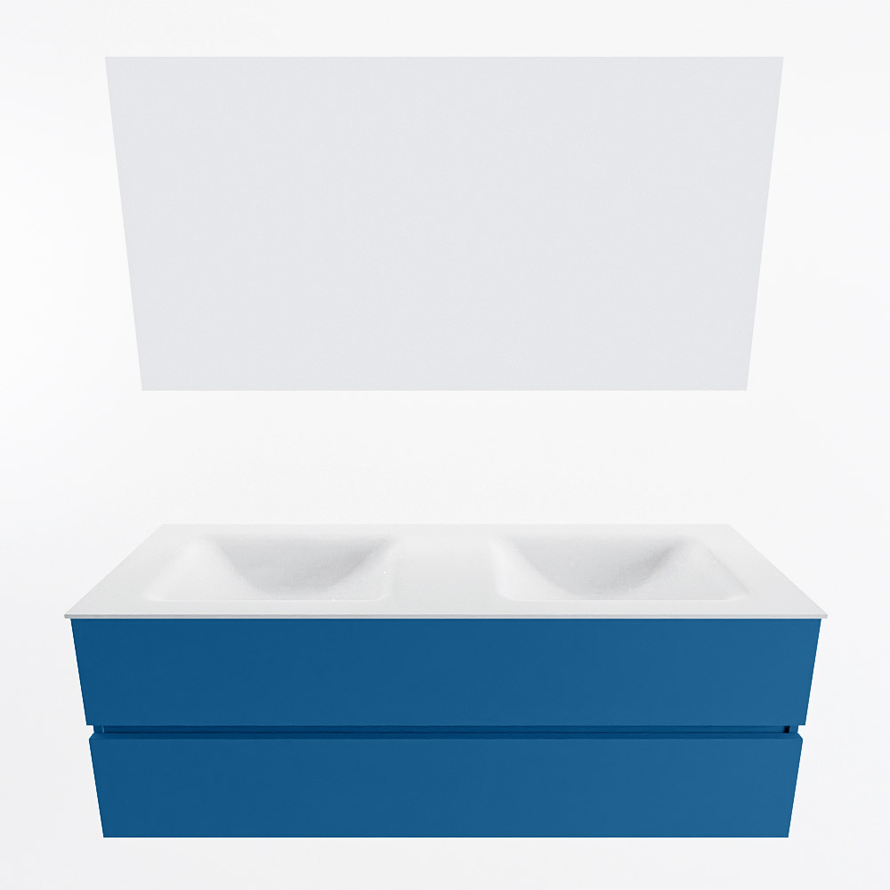 MONDIAZ VICA 140cm mueble de baño Jeans 2 cajones. Lavabo CLOUD Doble sin orificio color Talc con espejo LED. 4 MONDIAZ VICA 140cm mueble de baño Jeans 2 cajones. Lavabo CLOUD Doble sin orificio color Talc con espejo LED. - Imagen 5