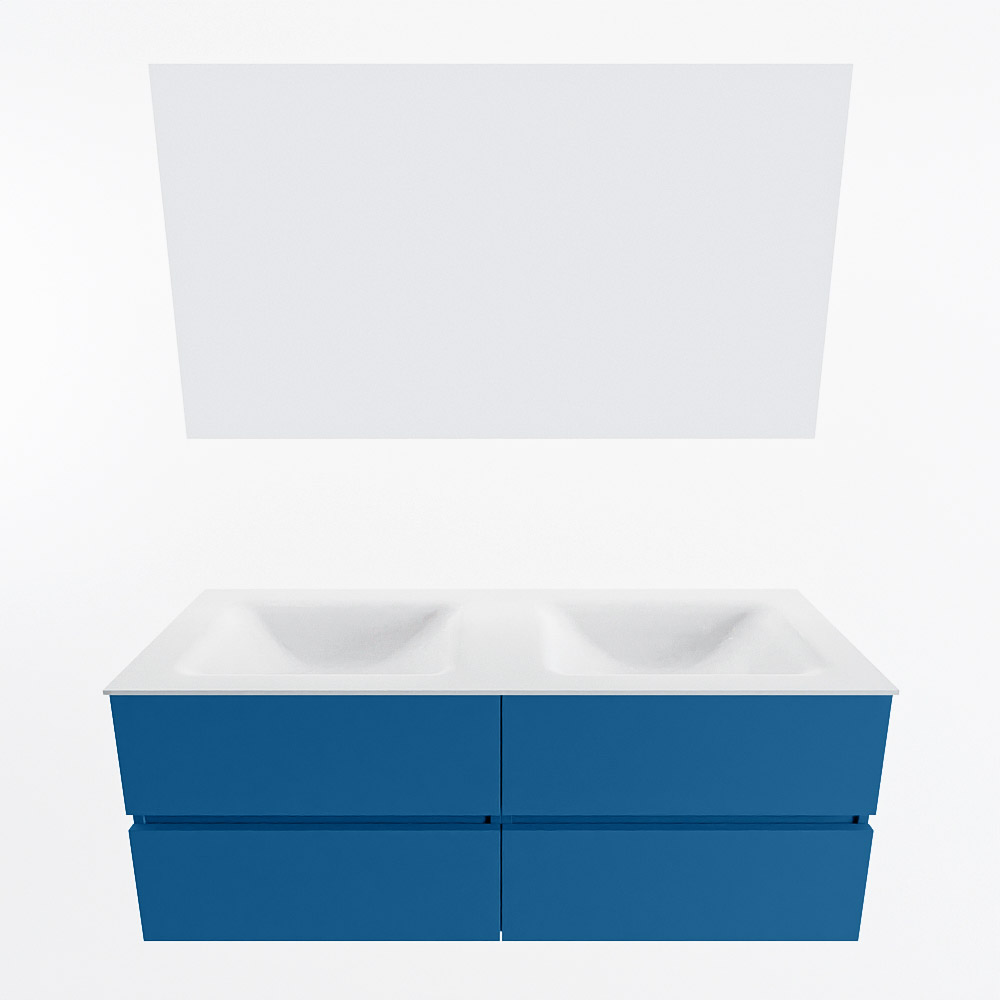 MONDIAZ VICA 130cm mueble de baño Jeans 4 cajones. Lavabo CLOUD Doble 2 orificios color Talc con espejo LED. 4 MONDIAZ VICA 130cm mueble de baño Jeans 4 cajones. Lavabo CLOUD Doble 2 orificios color Talc con espejo LED. - Imagen 5