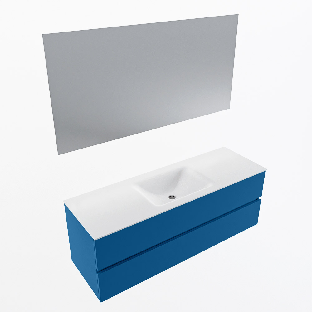 MONDIAZ VICA 140cm mueble de baño Jeans 2 cajones. Lavabo CLOUD Centro sin orificio color Talc con espejo LED. 5 MONDIAZ VICA 140cm mueble de baño Jeans 2 cajones. Lavabo CLOUD Centro sin orificio color Talc con espejo LED. - Imagen 6
