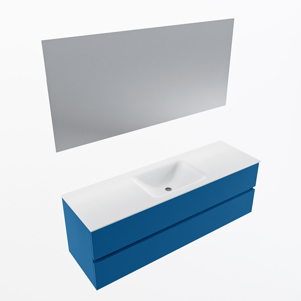 MONDIAZ VICA 150cm mueble de baño Jeans 2 cajones. Lavabo CLOUD Centro sin orificio color Talc con espejo LED. 6 MONDIAZ VICA 150cm mueble de baño Jeans 2 cajones. Lavabo CLOUD Centro sin orificio color Talc con espejo LED. - Imagen 6