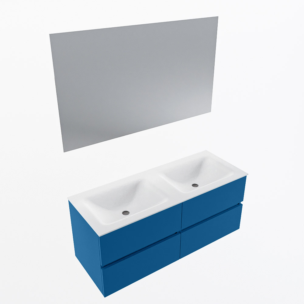 MONDIAZ VICA 120cm mueble de baño Jeans 4 cajones. Lavabo CLOUD Doble 2 orificios color Talc con espejo LED. 6 MONDIAZ VICA 120cm mueble de baño Jeans 4 cajones. Lavabo CLOUD Doble 2 orificios color Talc con espejo LED. - Imagen 6