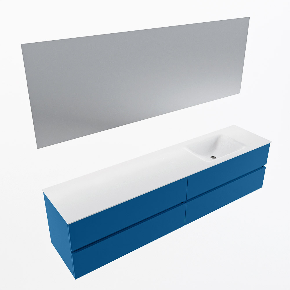 MONDIAZ VICA 200cm mueble de baño Jeans 4 cajones. Lavabo CLOUD Derecho 1 orificio color Talc con espejo LED. 6 MONDIAZ VICA 200cm mueble de baño Jeans 4 cajones. Lavabo CLOUD Derecho 1 orificio color Talc con espejo LED. - Imagen 6