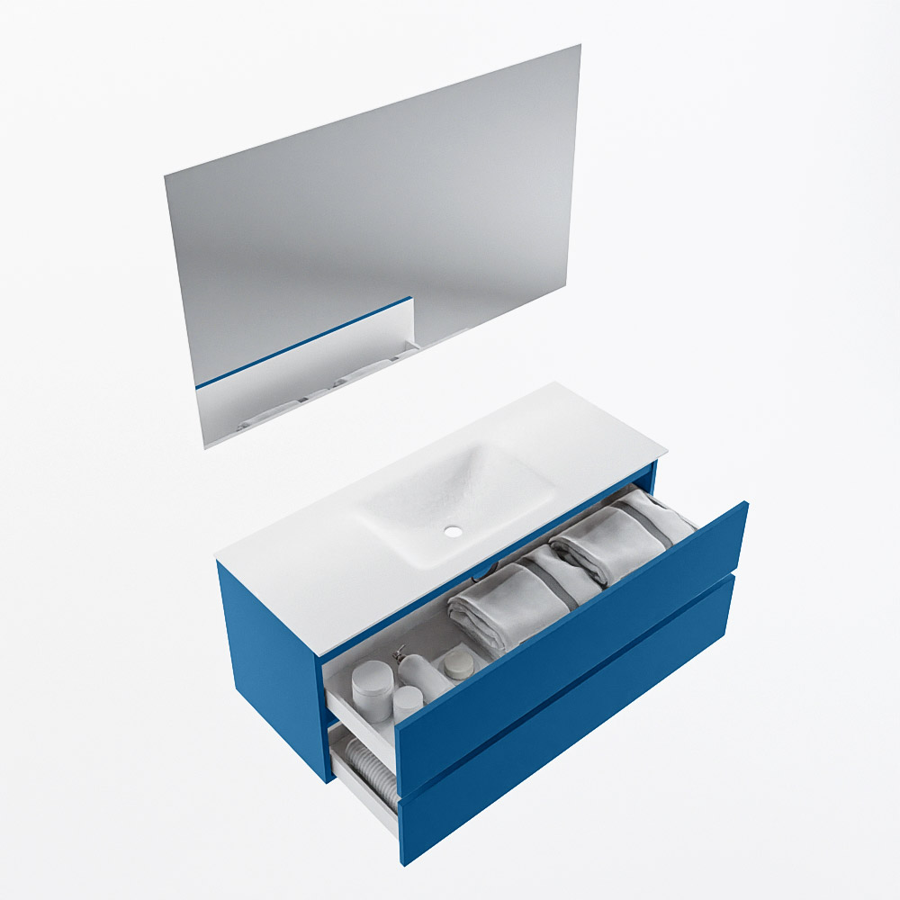 MONDIAZ VICA 120cm mueble de baño Jeans 2 cajones. Lavabo CLOUD Centro 1 orificio color Talc con espejo LED. 7 MONDIAZ VICA 120cm mueble de baño Jeans 2 cajones. Lavabo CLOUD Centro 1 orificio color Talc con espejo LED. - Imagen 7