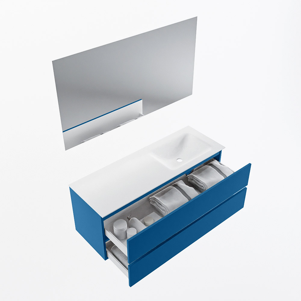 MONDIAZ VICA 130cm mueble de baño Jeans 2 cajones. Lavabo CLOUD Derecho 1 orificio color Talc con espejo LED. 6 MONDIAZ VICA 130cm mueble de baño Jeans 2 cajones. Lavabo CLOUD Derecho 1 orificio color Talc con espejo LED. - Imagen 7