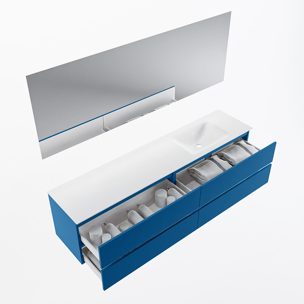 MONDIAZ VICA 200cm mueble de baño Jeans 4 cajones. Lavabo CLOUD Derecho 1 orificio color Talc con espejo LED. 7 MONDIAZ VICA 200cm mueble de baño Jeans 4 cajones. Lavabo CLOUD Derecho 1 orificio color Talc con espejo LED. - Imagen 7