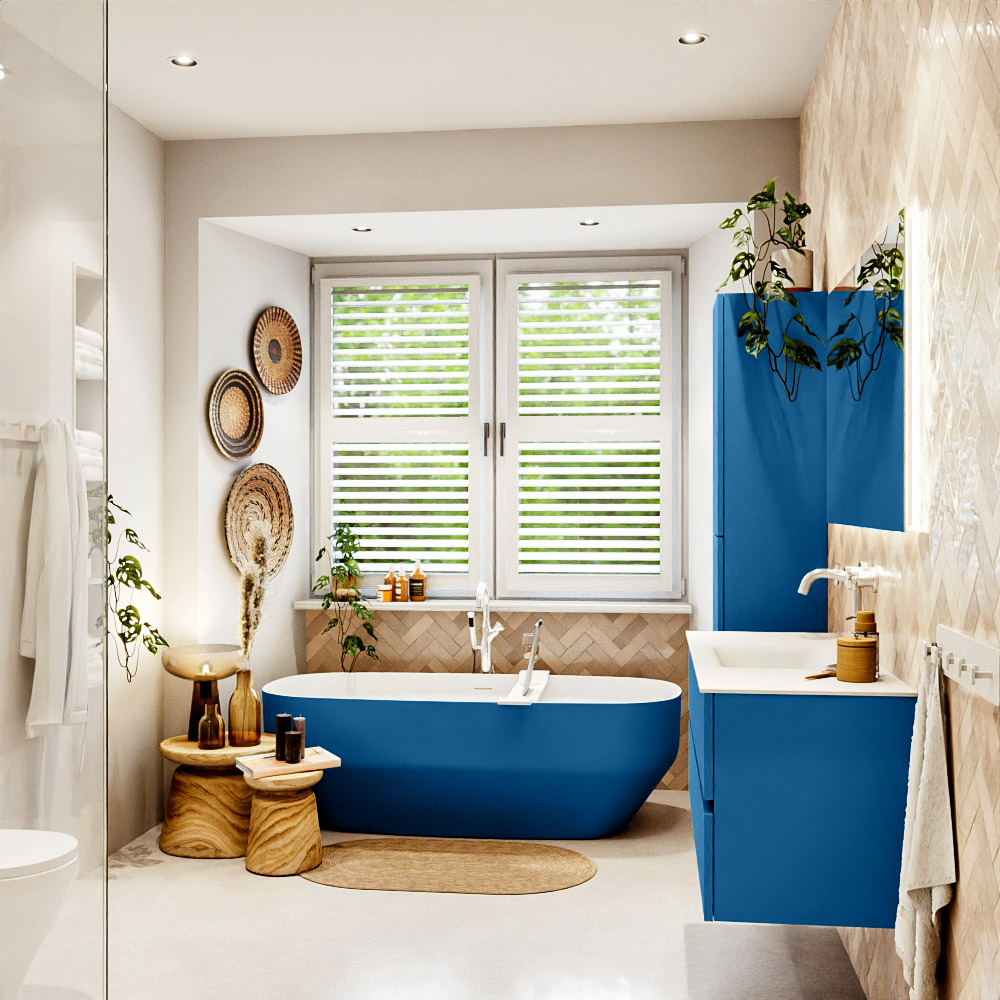 MONDIAZ VICA 120cm mueble de baño Jeans 2 cajones. Lavabo CLOUD Centro 1 orificio color Talc con espejo LED. 3 MONDIAZ VICA 120cm mueble de baño Jeans 2 cajones. Lavabo CLOUD Centro 1 orificio color Talc con espejo LED. - Imagen 3