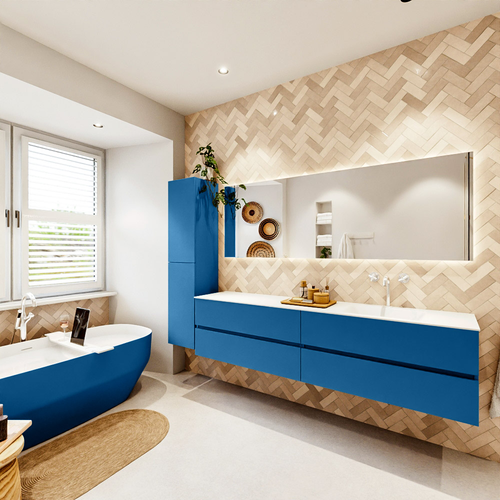 MONDIAZ VICA 200cm mueble de baño Jeans 4 cajones. Lavabo CLOUD Derecho 1 orificio color Talc con espejo LED. 4 MONDIAZ VICA 200cm mueble de baño Jeans 4 cajones. Lavabo CLOUD Derecho 1 orificio color Talc con espejo LED. - Imagen 4