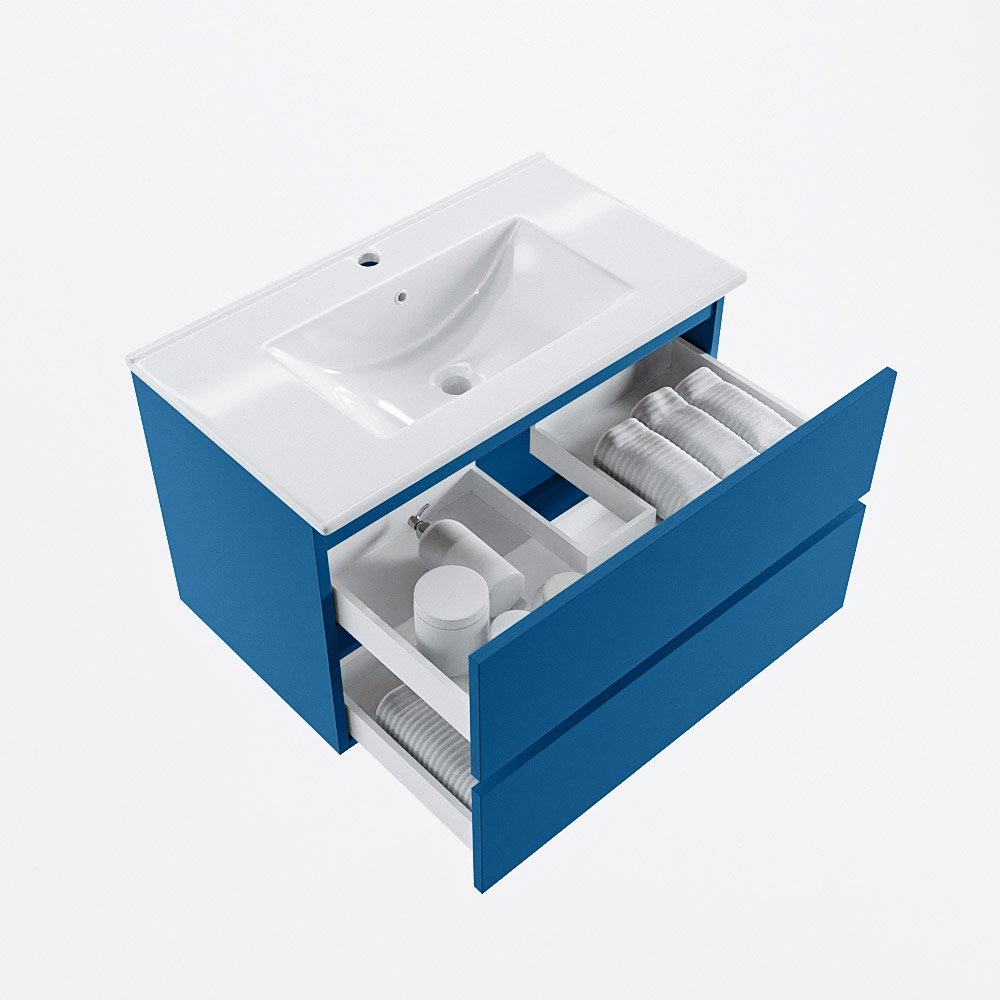 MONDIAZ VICA 80cm mueble de baño Jeans 2 cajones. Lavabo DENIA Centro 1 orificio, color Blanco brillo. 7 MONDIAZ VICA 80cm mueble de baño Jeans 2 cajones. Lavabo DENIA Centro 1 orificio, color Blanco brillo. - Imagen 7