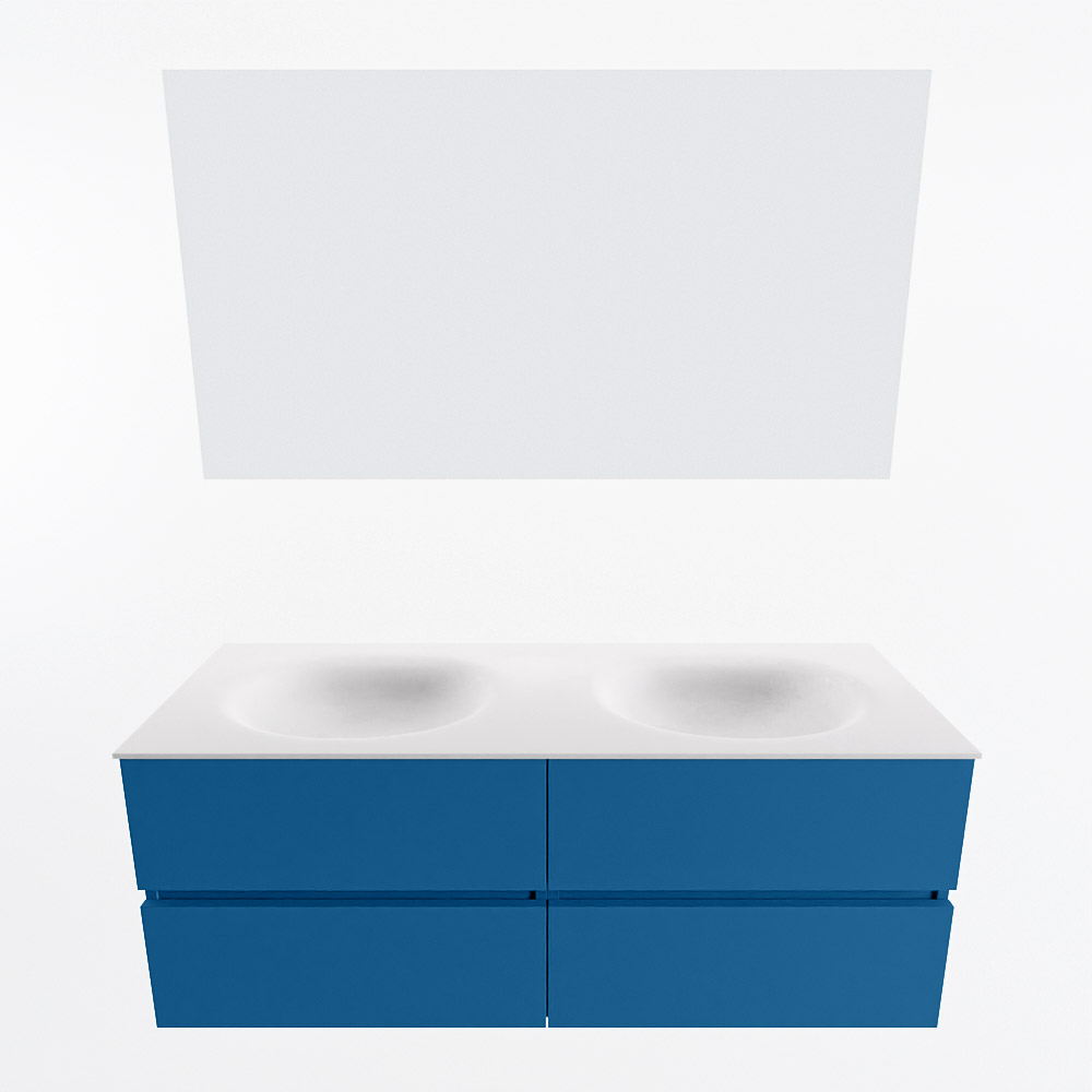 MONDIAZ VICA 130cm mueble de baño Jeans 4 cajones. Lavabo MOON Doble 2 orificios color Talc con espejo LED. 4 MONDIAZ VICA 130cm mueble de baño Jeans 4 cajones. Lavabo MOON Doble 2 orificios color Talc con espejo LED. - Imagen 5
