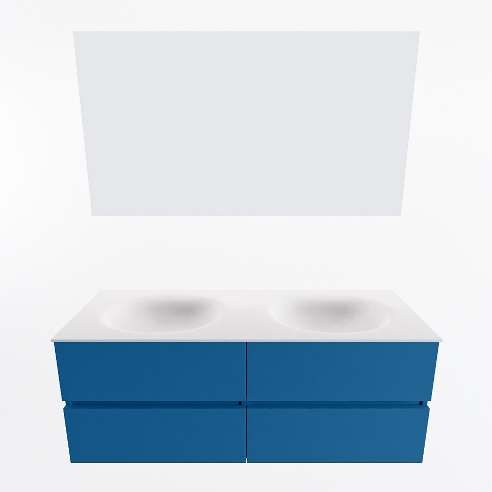 MONDIAZ VICA 130cm mueble de baño Jeans 4 cajones. Lavabo MOON Doble sin orificio color Talc con espejo LED. 4 MONDIAZ VICA 130cm mueble de baño Jeans 4 cajones. Lavabo MOON Doble sin orificio color Talc con espejo LED. - Imagen 5