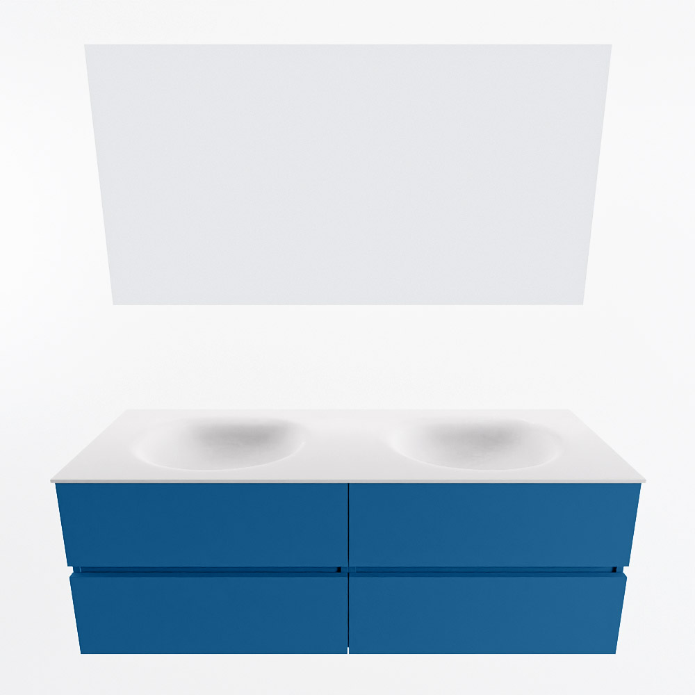 MONDIAZ VICA 140cm mueble de baño Jeans 4 cajones. Lavabo MOON Doble 2 orificios color Talc con espejo LED. 5 MONDIAZ VICA 140cm mueble de baño Jeans 4 cajones. Lavabo MOON Doble 2 orificios color Talc con espejo LED. - Imagen 5