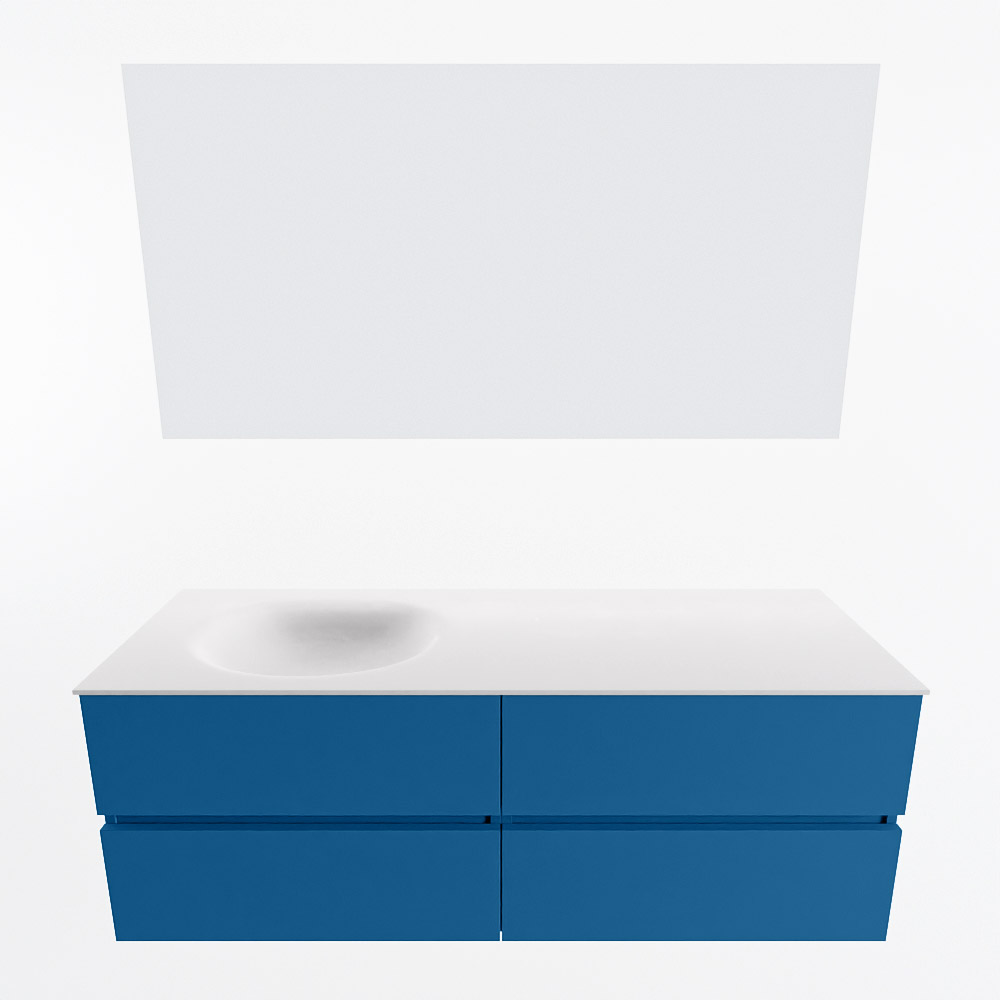 MONDIAZ VICA 140cm mueble de baño Jeans 4 cajones. Lavabo MOON Izquierda sin orificio color Talc con espejo LED. 5 MONDIAZ VICA 140cm mueble de baño Jeans 4 cajones. Lavabo MOON Izquierda sin orificio color Talc con espejo LED. - Imagen 5