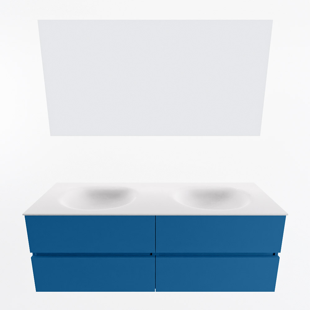 MONDIAZ VICA 140cm mueble de baño Jeans 4 cajones. Lavabo MOON Doble sin orificio color Talc con espejo LED. 5 MONDIAZ VICA 140cm mueble de baño Jeans 4 cajones. Lavabo MOON Doble sin orificio color Talc con espejo LED. - Imagen 5