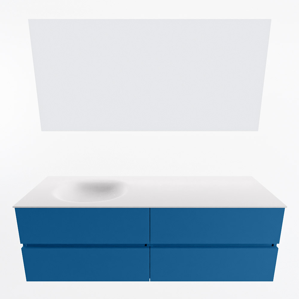 MONDIAZ VICA 150cm mueble de baño Jeans 4 cajones. Lavabo MOON Izquierda sin orificio color Talc con espejo LED. 5 MONDIAZ VICA 150cm mueble de baño Jeans 4 cajones. Lavabo MOON Izquierda sin orificio color Talc con espejo LED. - Imagen 5