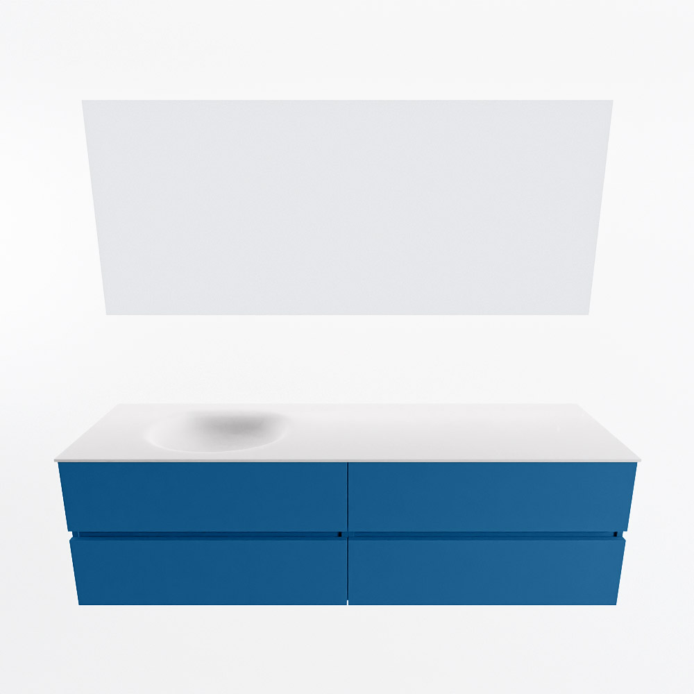 MONDIAZ VICA 170cm mueble de baño Jeans 4 cajones. Lavabo MOON Izquierda sin orificio color Talc con espejo LED. 5 MONDIAZ VICA 170cm mueble de baño Jeans 4 cajones. Lavabo MOON Izquierda sin orificio color Talc con espejo LED. - Imagen 5