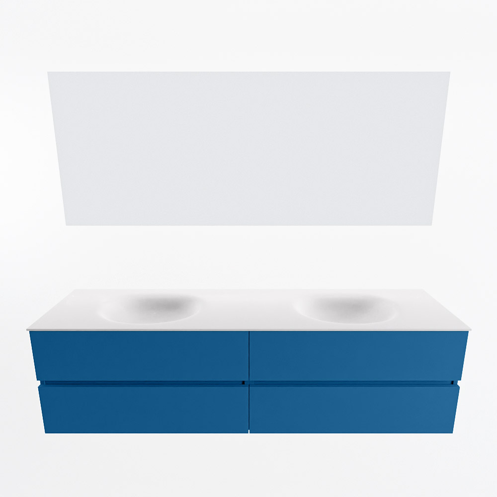 MONDIAZ VICA 180cm mueble de baño Jeans 4 cajones. Lavabo MOON Doble 2 orificios color Talc con espejo LED. 5 MONDIAZ VICA 180cm mueble de baño Jeans 4 cajones. Lavabo MOON Doble 2 orificios color Talc con espejo LED. - Imagen 5