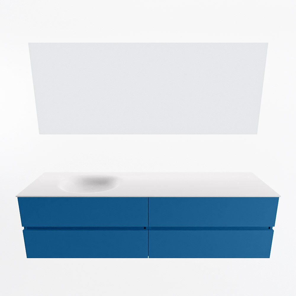 MONDIAZ VICA 180cm mueble de baño Jeans 4 cajones. Lavabo MOON Izquierda sin orificio color Talc con espejo LED. 5 MONDIAZ VICA 180cm mueble de baño Jeans 4 cajones. Lavabo MOON Izquierda sin orificio color Talc con espejo LED. - Imagen 5