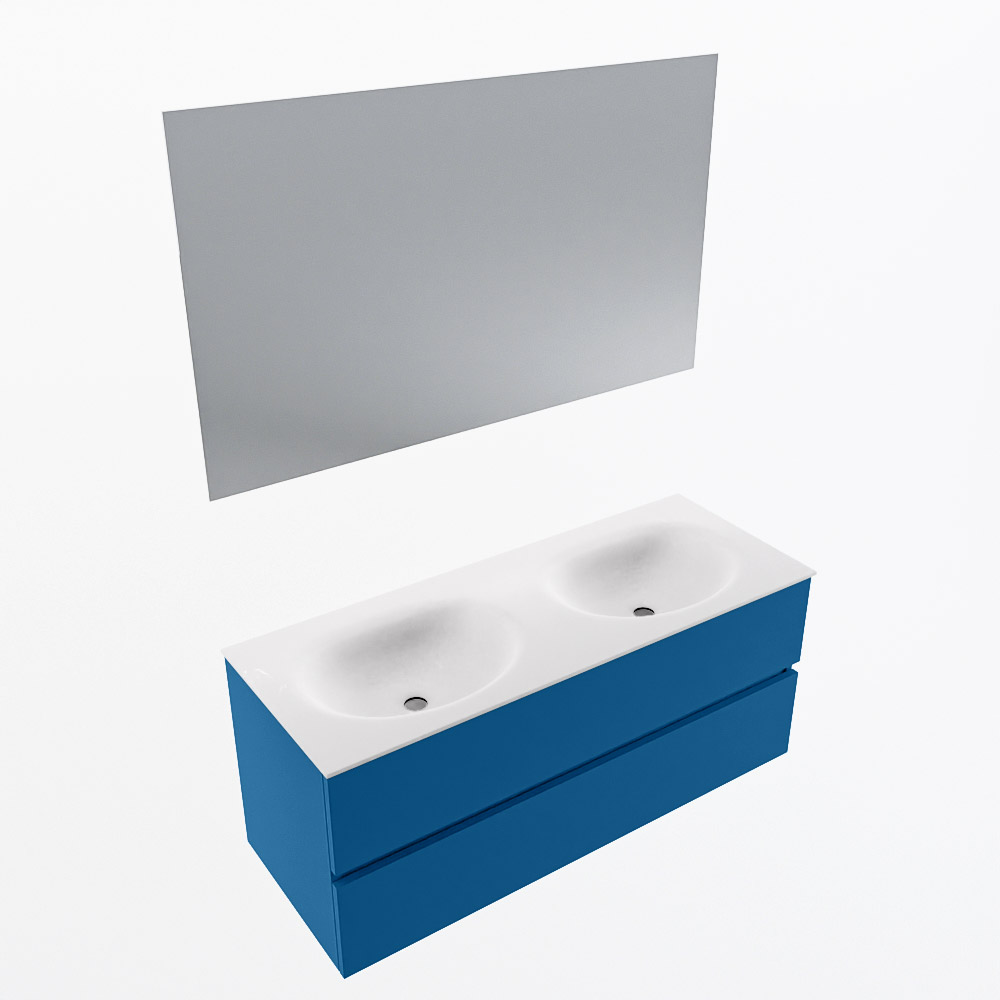 MONDIAZ VICA 120cm mueble de baño Jeans 2 cajones. Lavabo MOON Doble 2 orificios color Talc con espejo LED. 6 MONDIAZ VICA 120cm mueble de baño Jeans 2 cajones. Lavabo MOON Doble 2 orificios color Talc con espejo LED. - Imagen 6