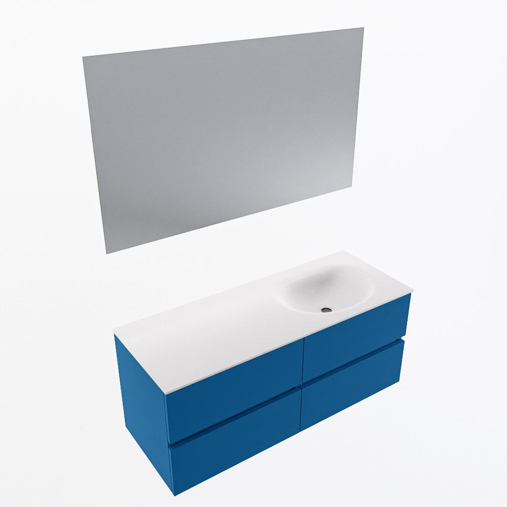 MONDIAZ VICA 120cm mueble de baño Jeans 4 cajones. Lavabo MOON Derecho sin orificio color Talc con espejo LED. 6 MONDIAZ VICA 120cm mueble de baño Jeans 4 cajones. Lavabo MOON Derecho sin orificio color Talc con espejo LED. - Imagen 6