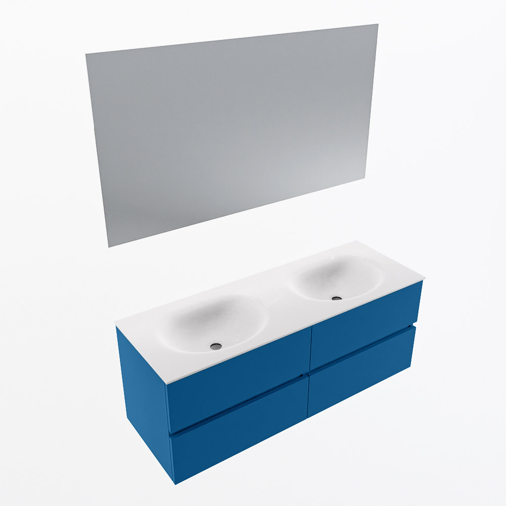 MONDIAZ VICA 130cm mueble de baño Jeans 4 cajones. Lavabo MOON Doble 2 orificios color Talc con espejo LED. 5 MONDIAZ VICA 130cm mueble de baño Jeans 4 cajones. Lavabo MOON Doble 2 orificios color Talc con espejo LED. - Imagen 6