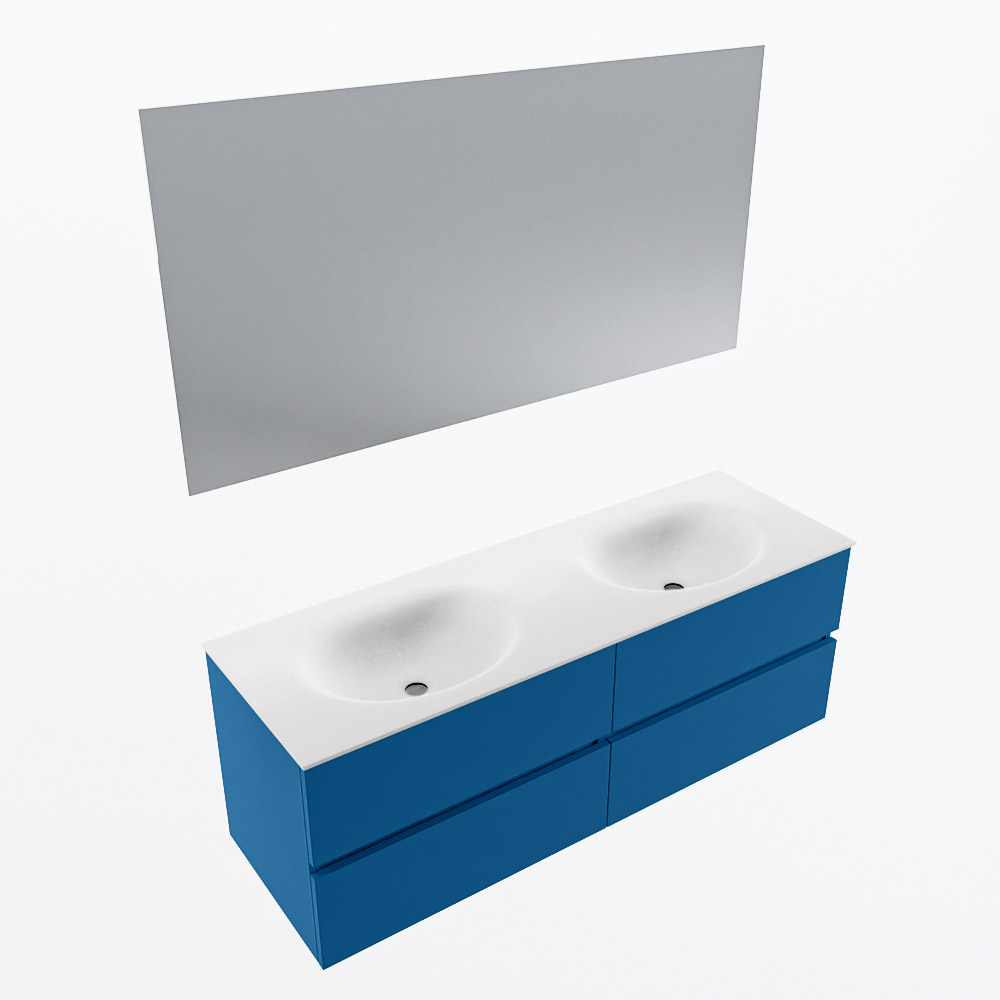 MONDIAZ VICA 140cm mueble de baño Jeans 4 cajones. Lavabo MOON Doble 2 orificios color Talc con espejo LED. 6 MONDIAZ VICA 140cm mueble de baño Jeans 4 cajones. Lavabo MOON Doble 2 orificios color Talc con espejo LED. - Imagen 6