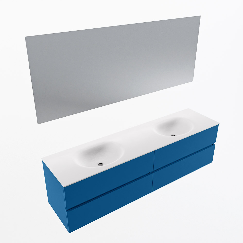 MONDIAZ VICA 180cm mueble de baño Jeans 4 cajones. Lavabo MOON Doble 2 orificios color Talc con espejo LED. 6 MONDIAZ VICA 180cm mueble de baño Jeans 4 cajones. Lavabo MOON Doble 2 orificios color Talc con espejo LED. - Imagen 6