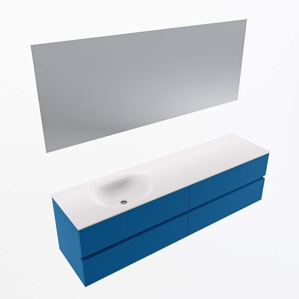 MONDIAZ VICA 180cm mueble de baño Jeans 4 cajones. Lavabo MOON Izquierda sin orificio color Talc con espejo LED. 6 MONDIAZ VICA 180cm mueble de baño Jeans 4 cajones. Lavabo MOON Izquierda sin orificio color Talc con espejo LED. - Imagen 6