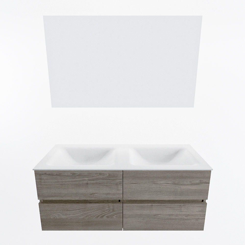 MONDIAZ VICA 120cm mueble de baño Light Brown Grey 4 cajones. Lavabo CLOUD Doble sin orificio color Talc con espejo LED. 5 MONDIAZ VICA 120cm mueble de baño Light Brown Grey 4 cajones. Lavabo CLOUD Doble sin orificio color Talc con espejo LED. - Imagen 5