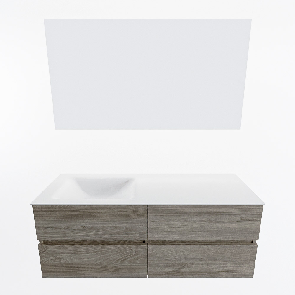 MONDIAZ VICA 130cm mueble de baño Light Brown Grey 4 cajones. Lavabo CLOUD Izquierda sin orificio color Talc con espejo LED. 4 MONDIAZ VICA 130cm mueble de baño Light Brown Grey 4 cajones. Lavabo CLOUD Izquierda sin orificio color Talc con espejo LED. - Imagen 5
