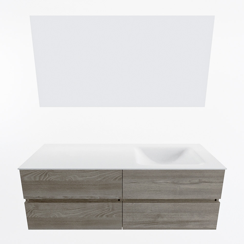 MONDIAZ VICA 140cm mueble de baño Light Brown Grey 4 cajones. Lavabo CLOUD Derecho sin orificio color Talc con espejo LED. 5 MONDIAZ VICA 140cm mueble de baño Light Brown Grey 4 cajones. Lavabo CLOUD Derecho sin orificio color Talc con espejo LED. - Imagen 5