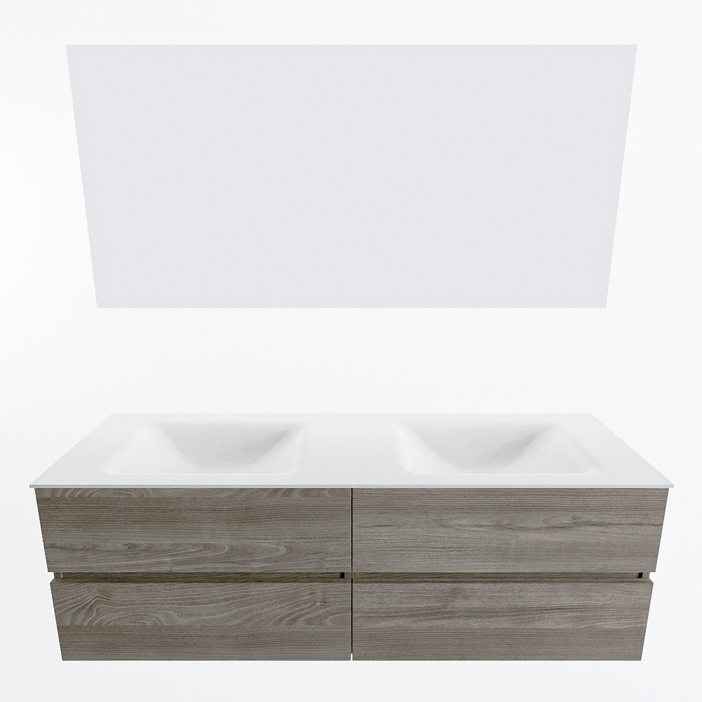 MONDIAZ VICA 150cm mueble de baño Light Brown Grey 4 cajones. Lavabo CLOUD Doble sin orificio color Talc con espejo LED. 5 MONDIAZ VICA 150cm mueble de baño Light Brown Grey 4 cajones. Lavabo CLOUD Doble sin orificio color Talc con espejo LED. - Imagen 5