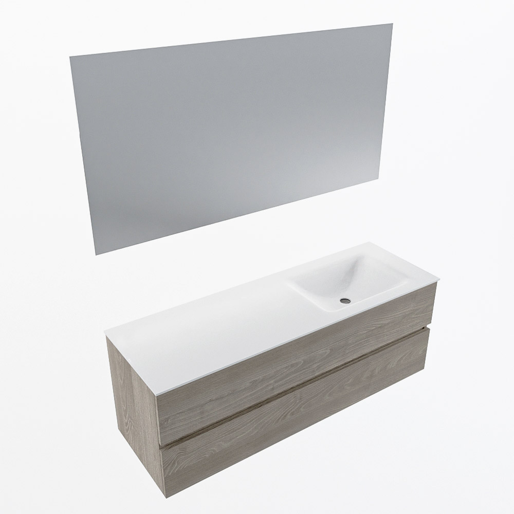 MONDIAZ VICA 140cm mueble de baño Light Brown Grey 2 cajones. Lavabo CLOUD Derecho 1 orificio color Talc con espejo LED. 6 MONDIAZ VICA 140cm mueble de baño Light Brown Grey 2 cajones. Lavabo CLOUD Derecho 1 orificio color Talc con espejo LED. - Imagen 6